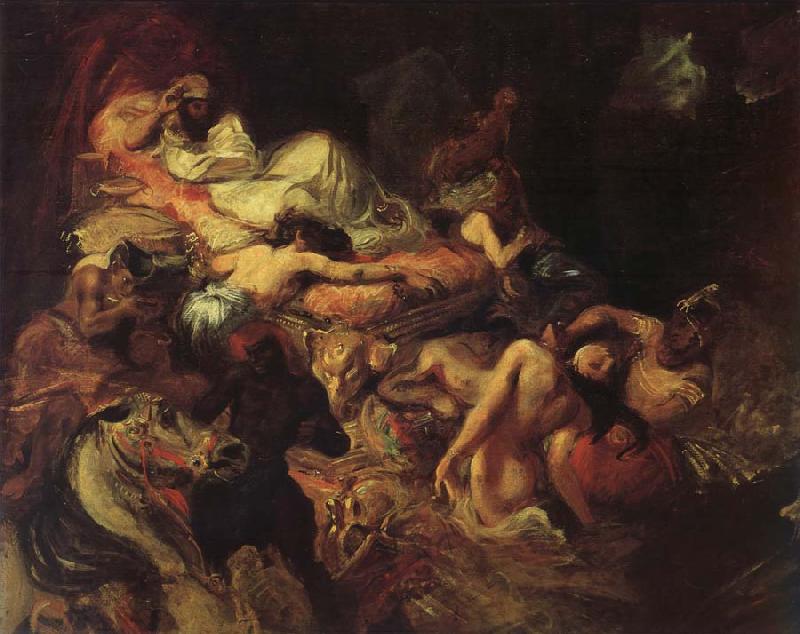 Eugene Delacroix Stgudie to the death of the Sardanapal oil painting picture